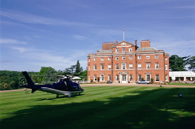 Brocket Hall with helicopter