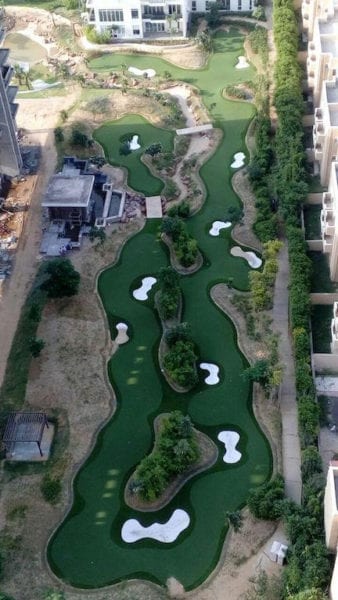 Synthetic turf by Golfplan in India from the air
