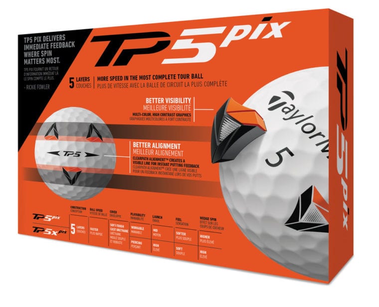TaylorMade TP5 pix golf ball by Rickie Fowler packshot back side