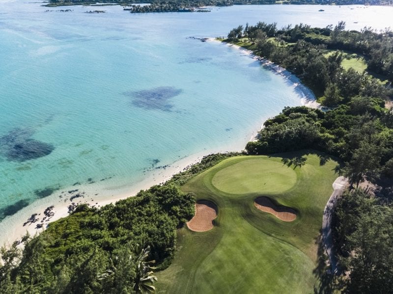 Ile aux Cerfs Golf Club and the ocean Mauritius