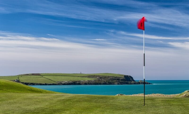 16th Green of St Enodoc Golf Club, looking out to Stepper Point