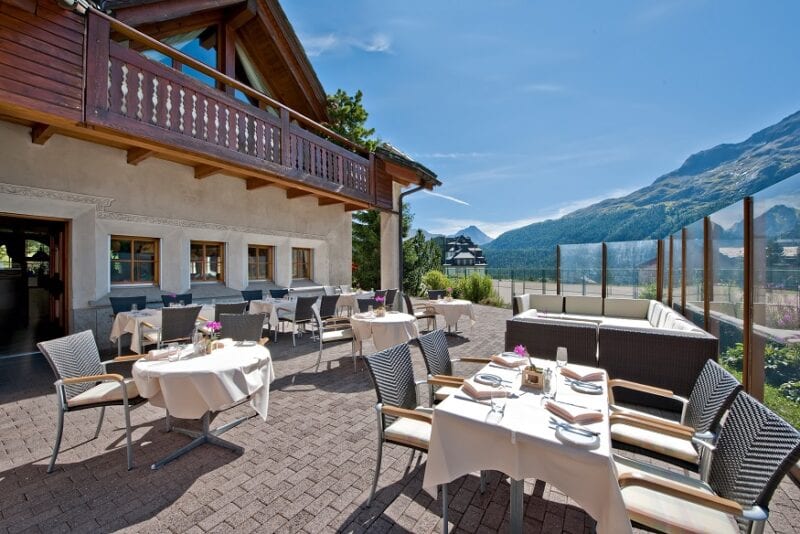 Kulm Hotel St. Moritz Kulm Chesa al Parc terrace in summer