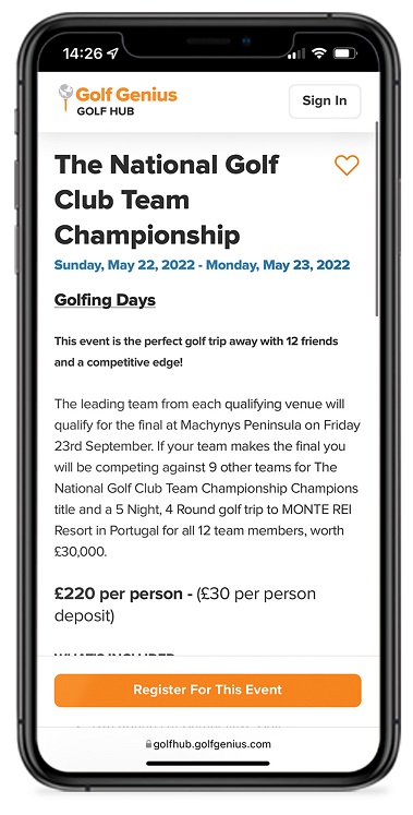 Golf Genius Golf Hub marketing automation example 1